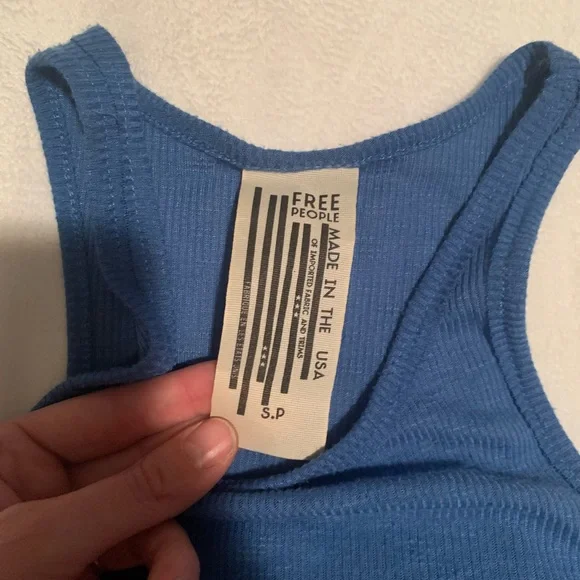 Free People Flowy Ribbed Blue Tank Top - Picture 3 of 5
